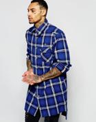 Vivienne Westwood Anglomania Longline Checked Shirt With Padded Detail - Blue