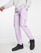 Topman Skinny Cargo Pants With Zip Detail In Purple