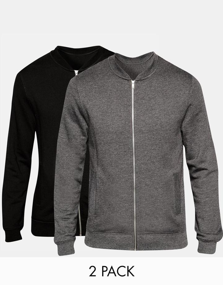 Asos Jersey Bomber Jacket 2 Pack Black/ Gray Save 15% - Multi