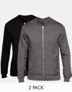 Asos Jersey Bomber Jacket 2 Pack Black/ Gray Save 15% - Multi