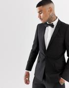 Asos Design Skinny Tuxedo Suit Jacket With Satin Lapel In Black