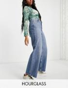 Asos Design Hourglass Cotton Blend High Rise 'relaxed' Dad Jeans In Brightwash - Mblue-blues
