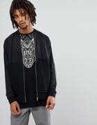 Asos Bomber Jacket With Panel-black