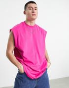 Asos Design Oversized Fit Tank Top In Bright Pink