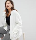 Asos Curve Knitted Cardigan In Oversized Rib With Buttons - Cream