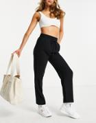 Asos Design Linen Relaxed Tapered Pants In Black