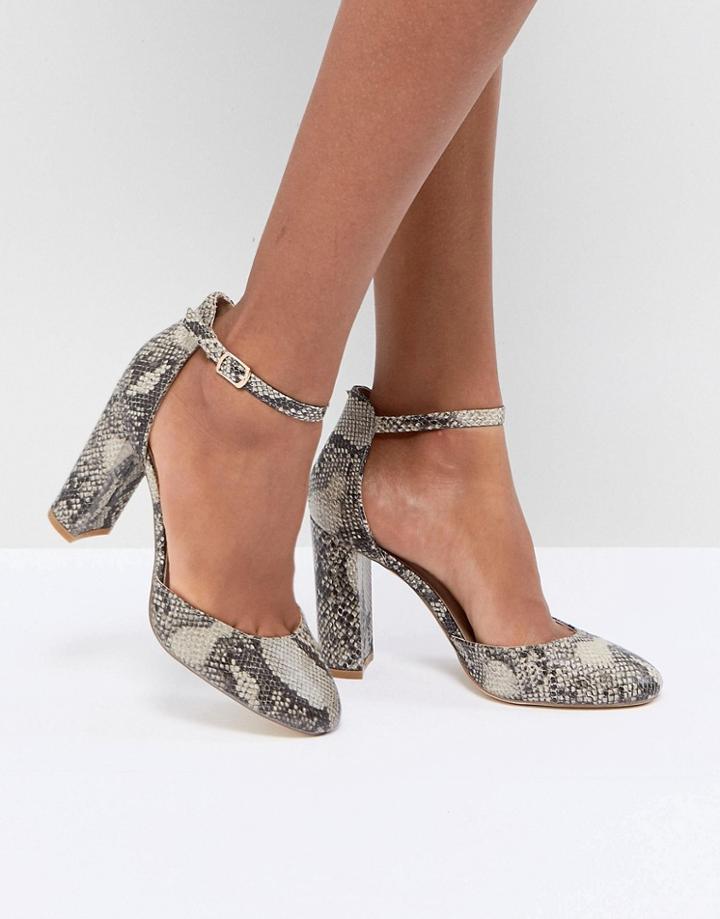 London Rebel Block Heel Shoe - Red