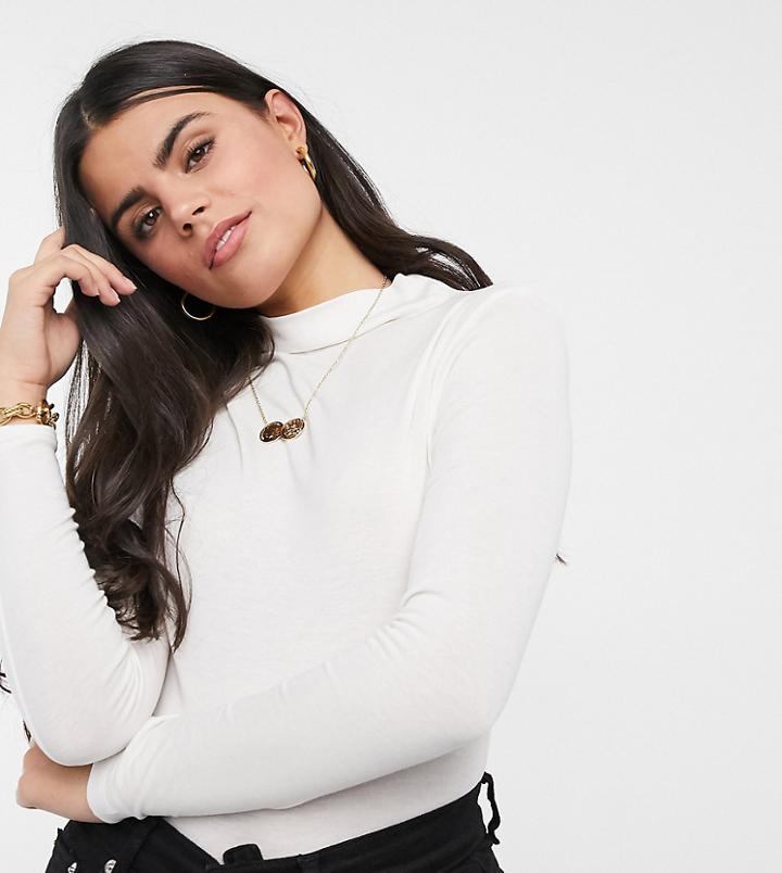 Vero Moda Petite High Neck Top In Cream-black