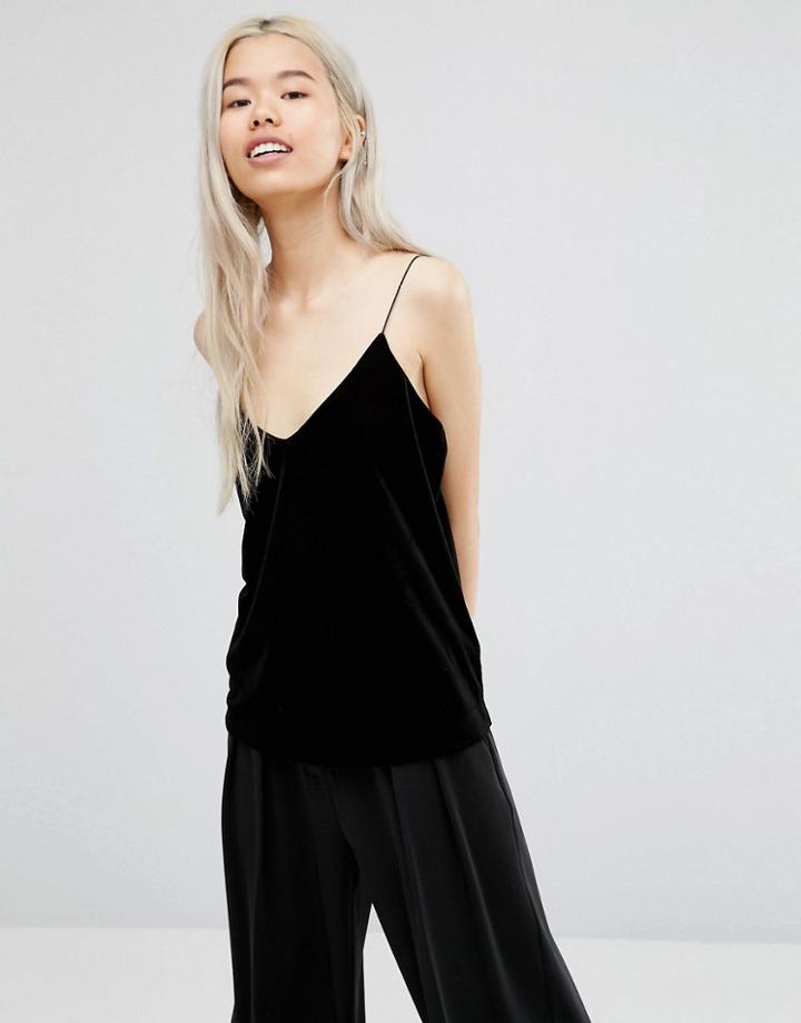 Weekday Velvet Cami Top - Black