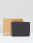 Asos Leather Wallet With Contrast Internal - Navy
