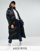 Asos Petite Longline Puffer Jacket - Black