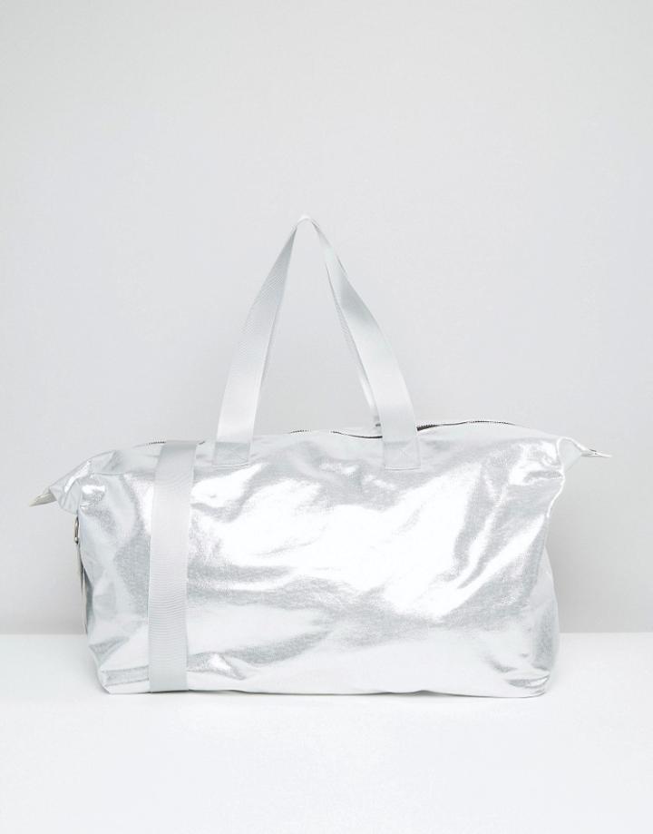 Asos Lifestyle Metallic Slouchy Carryall - Silver