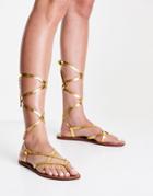 Pull & Bear Gladiator Sandals In Gold