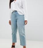 Asos Design Curve Florence Authentic Straight Leg Jeans In Light Green Cast - Blue