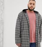 Asos Design Plus Two-piece Parka Jacket In Gray Check - Gray