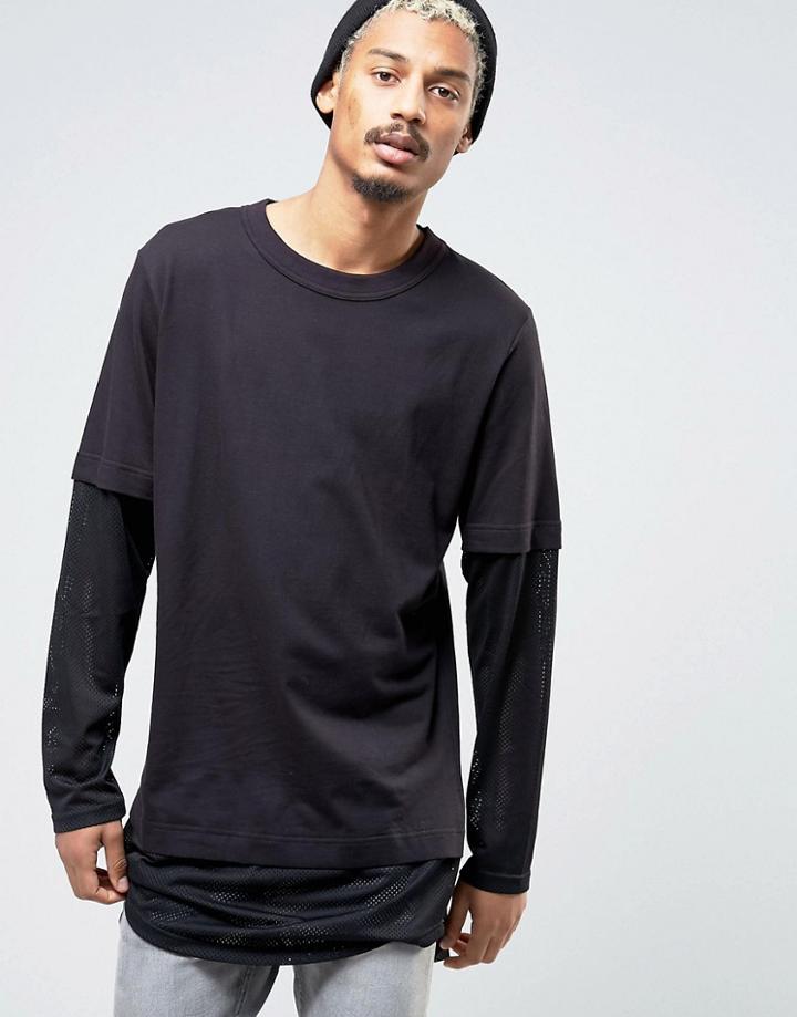 Cheap Monday Fake Long Sleeve Layer Mesh Top - Black