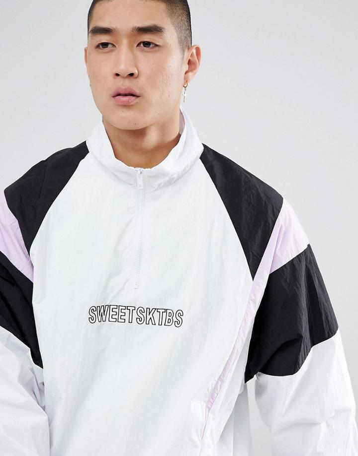 Sweet Sktbs 1/4 Zip Track Jacket In White - White