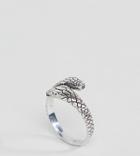 Asos Design Sterling Silver Two Headed Snake Ring - Silver