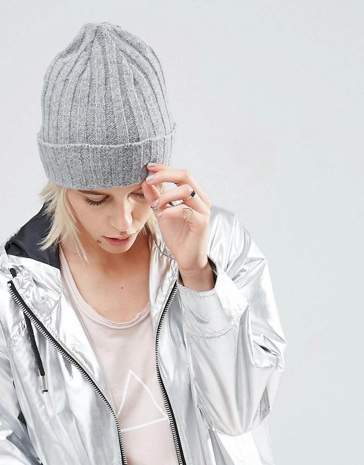 Asos Lambswool Beanie - Gray