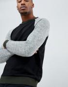 Asos Design Sweatshirt In Black With Raglan Nep Sleeves - Black