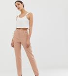 Asos Design Tall Slim Pants With Military Button Detail - Stone