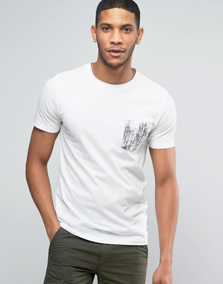Jack & Jones Originals Crew Neck T-shirt With Printed Pocket - White