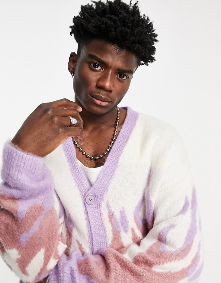 Asos Design Knit Flame Cardigan-multi