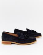 Office Invasion Tassel Loafers In Navy Suede