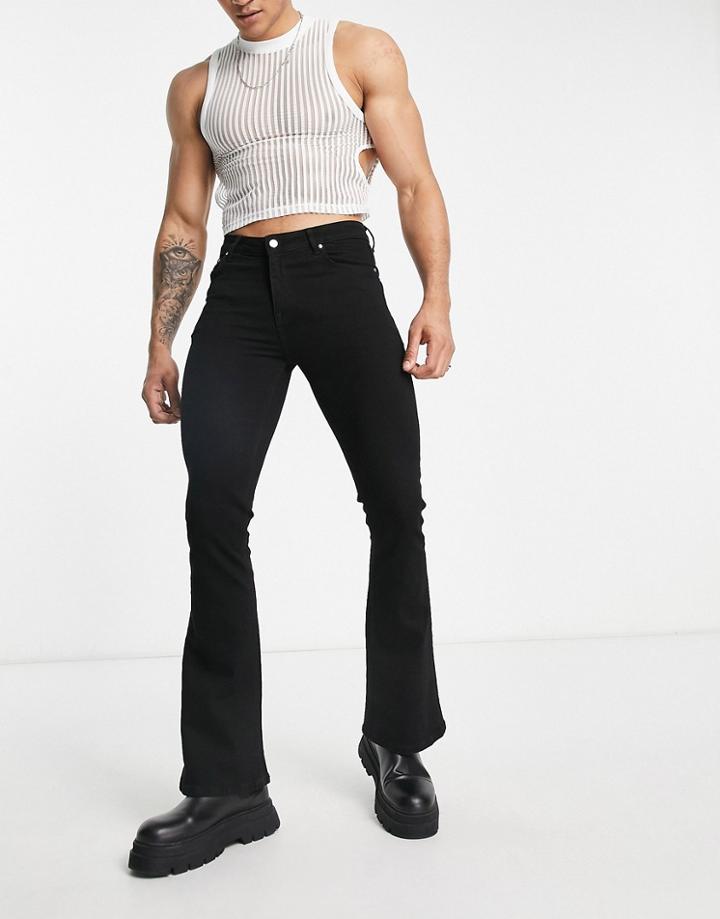 Asos Design Flared Jeans In Black
