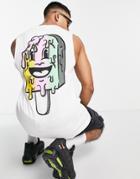 Jack & Jones Originals Oversized Tank Top Ice Cream Back Print In White