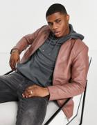 Bolongaro Trevor Carter Funnel Neck Leather Jacket-brown
