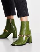 Miss Selfridge Boom Dark Green Chain Ankle Boot