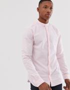 Jack & Jones Premium Plain Shirt With Grandad Collar In Stretch Cotton - Pink