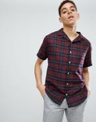 Mennace Burgundy Revere Collar Checkered Shirt - Red