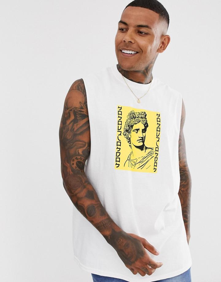 Hnr Ldn Statue Print Sleeveless T-shirt Tank - White