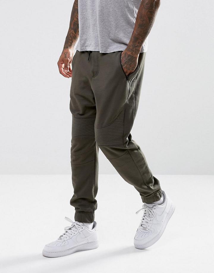Bershka Paneled Jogger In Khaki - Green