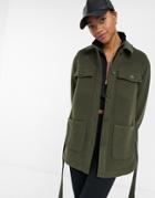 & Other Stories Recycled Belted Jacket In Khaki-green