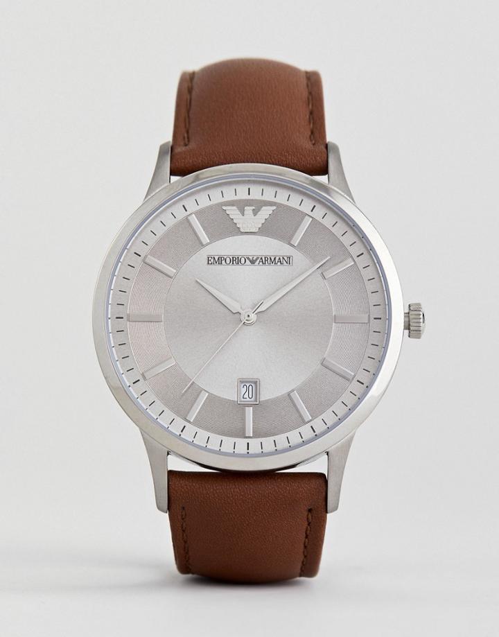 Emporio Armani Ar2463 Leather Watch In Tan - Tan