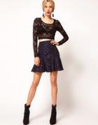 Asos Premium Trumpet Mini Skirt - Blue