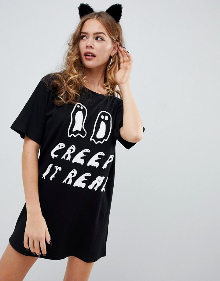 Asos Design Halloween Creep It Real It Sleep Tee - Black