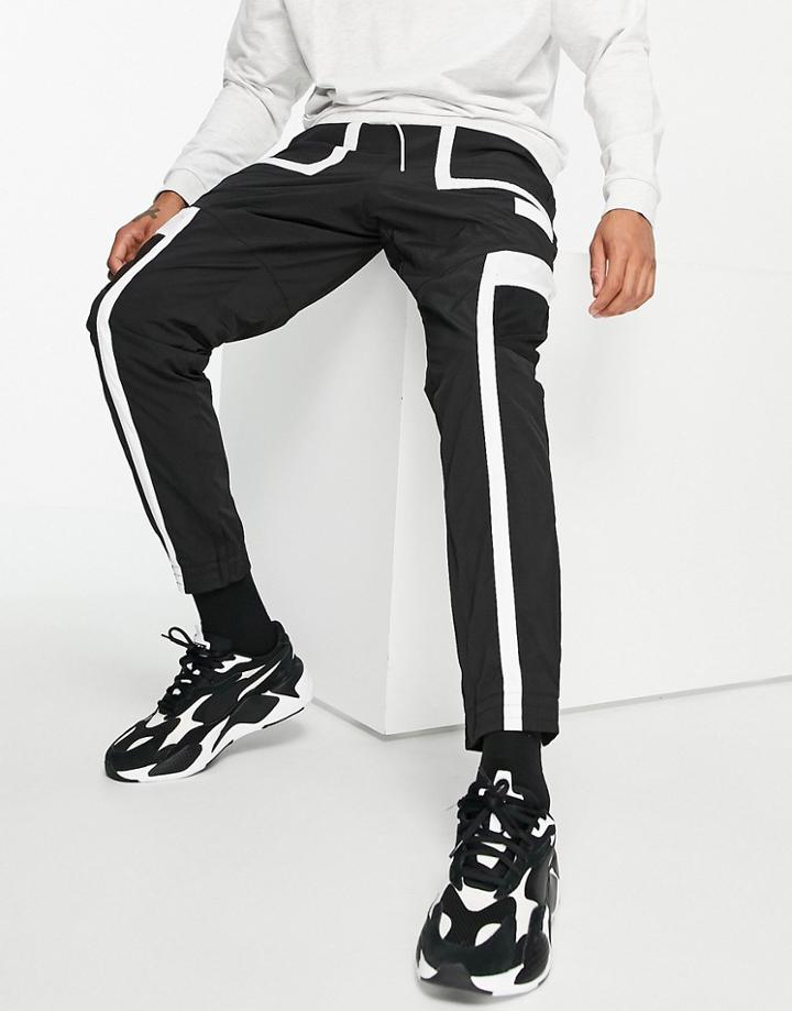 Puma Hoops Track Pants In Black And White