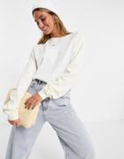 Topshop Baseball Oversized Long Sleeve Tee In White