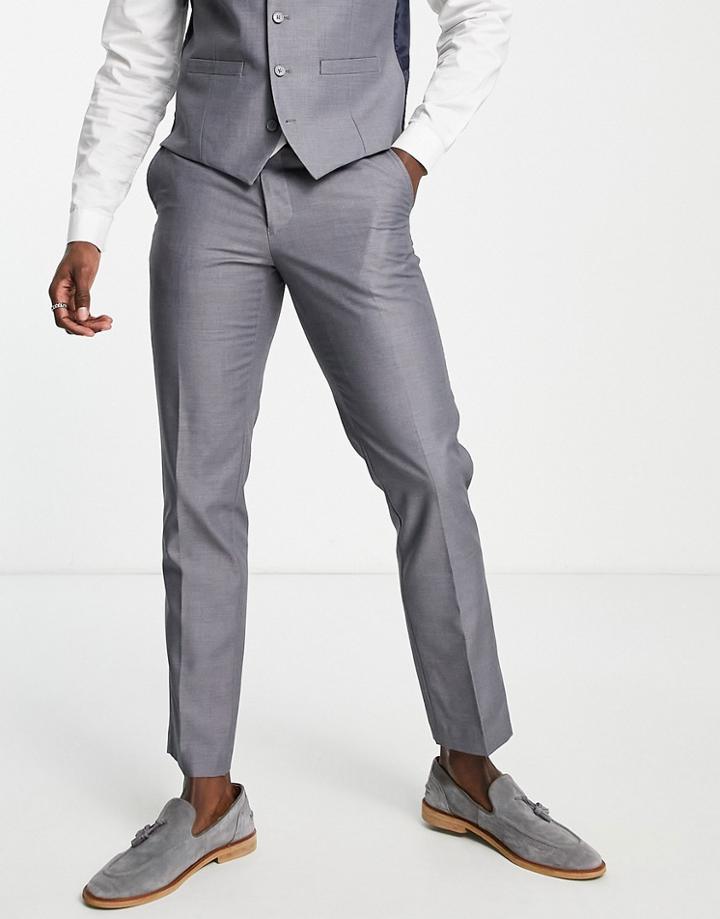 French Connection Slim Fit Plain Suit Pants-gray