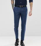 Noose & Monkey Harris Tweed Super Skinny Suit Pants In Dogstooth - Blue
