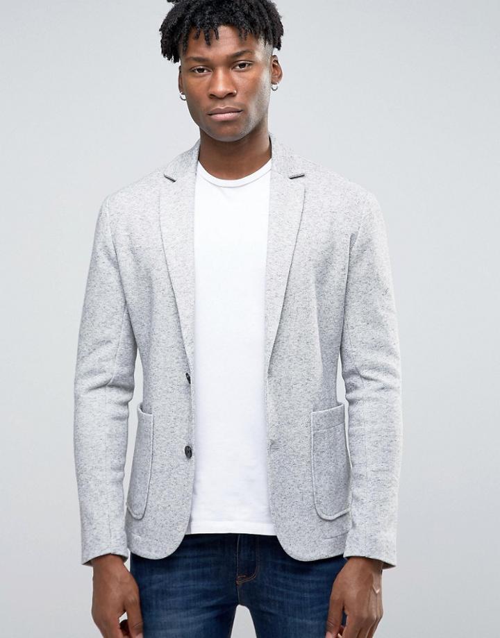 Jack & Jones Premium Slim Blazer In Jersey - Gray