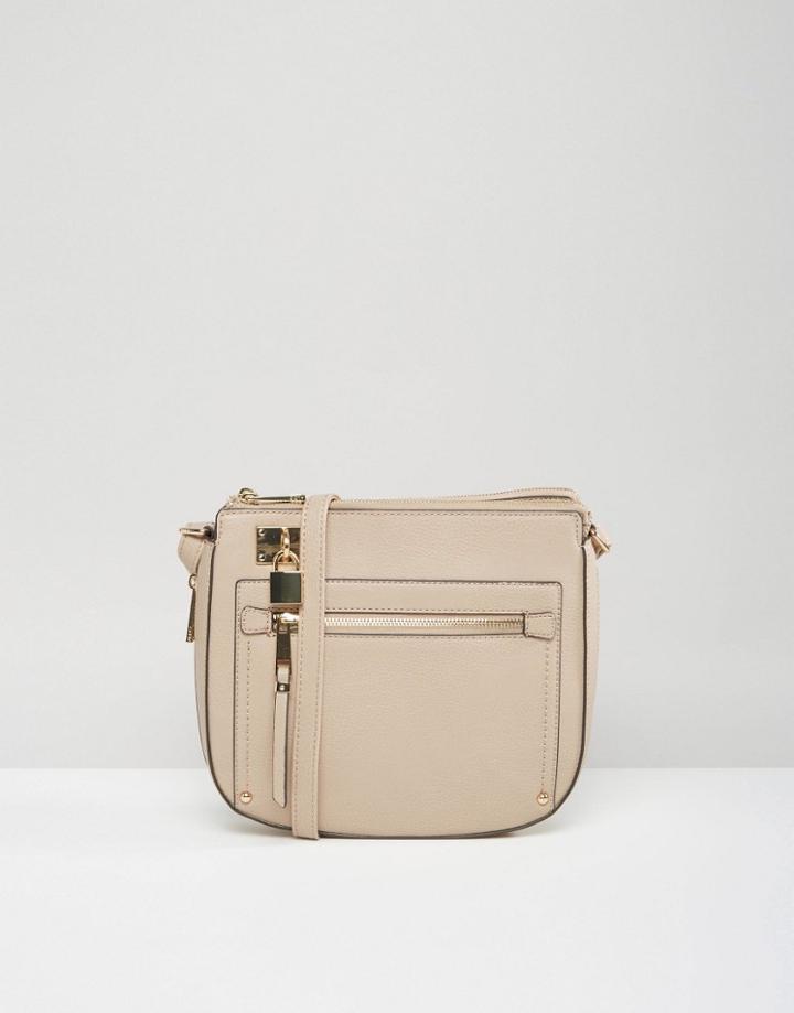 Aldo Simple Saddle Bag - Beige