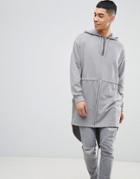Asos Design Oversized Longline Half Zip Hooded Parka Jacket - Gray