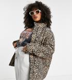 Noisy May Curve Padded Jacket In Leopard Print-multi