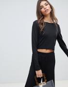 Vila Cropped Ribbed Two-piece Top - Black