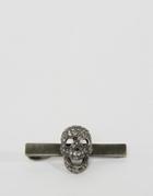 Simon Carter Swarovski Crystal Skull Tie Slide Exclusive To Asos - Sil